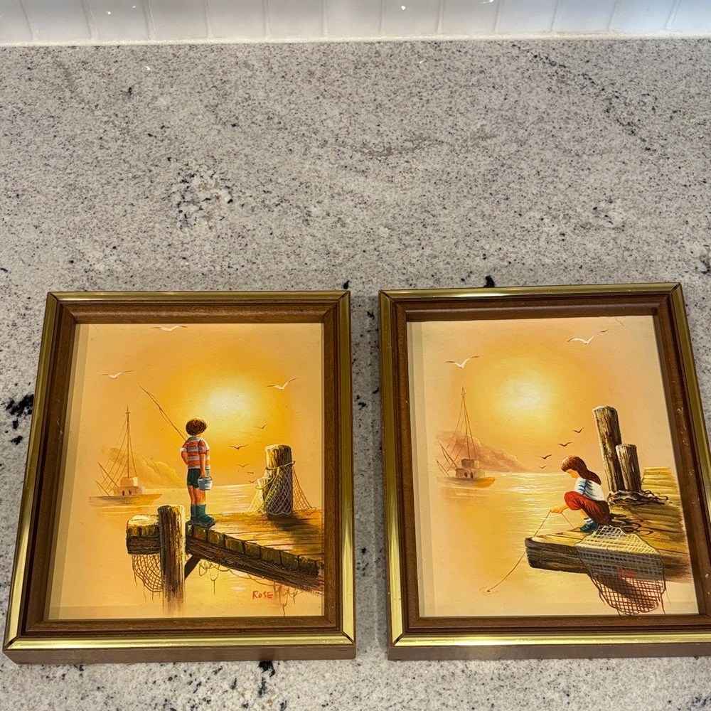Framed Nautical Art Prints with Golden Hues